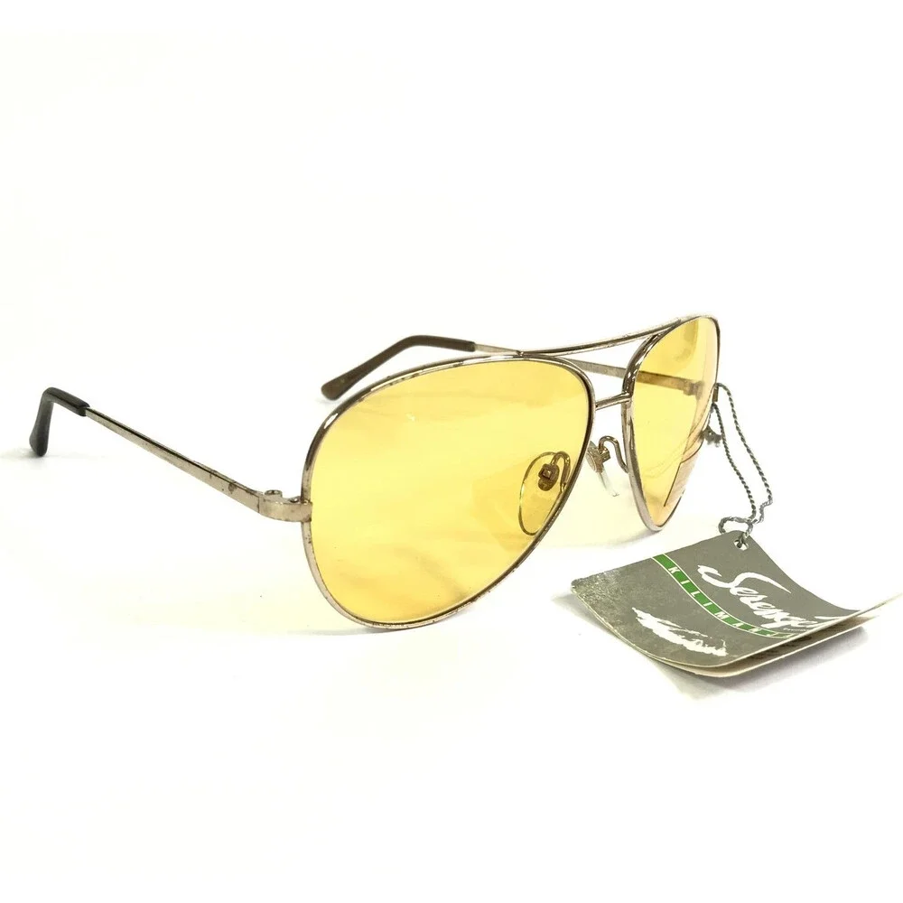 Vintage Serengeti Sunglasses Mens 5123S Kilimanjaro Gold Aviator Yellow